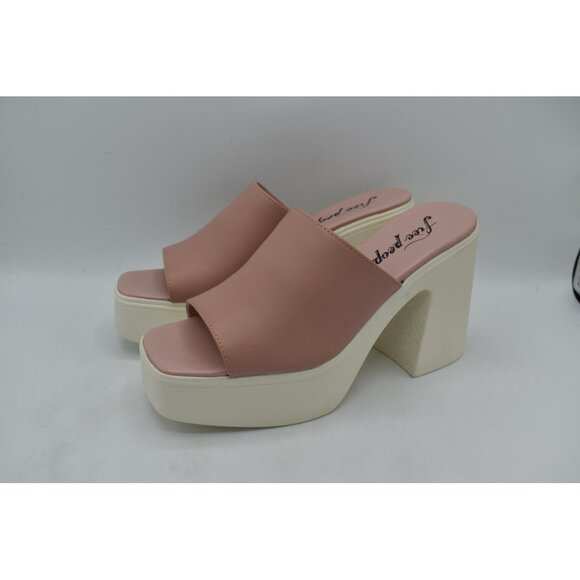 Free People Shoes Womens EU Size 39 US 8.5 Pink Cream Zoe Platform Mule Heels - Picture 1 of 12